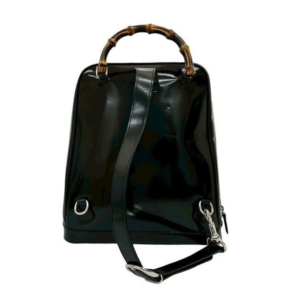 Gucci Vintage Bamboo Nylon Patent Backpack main image 6